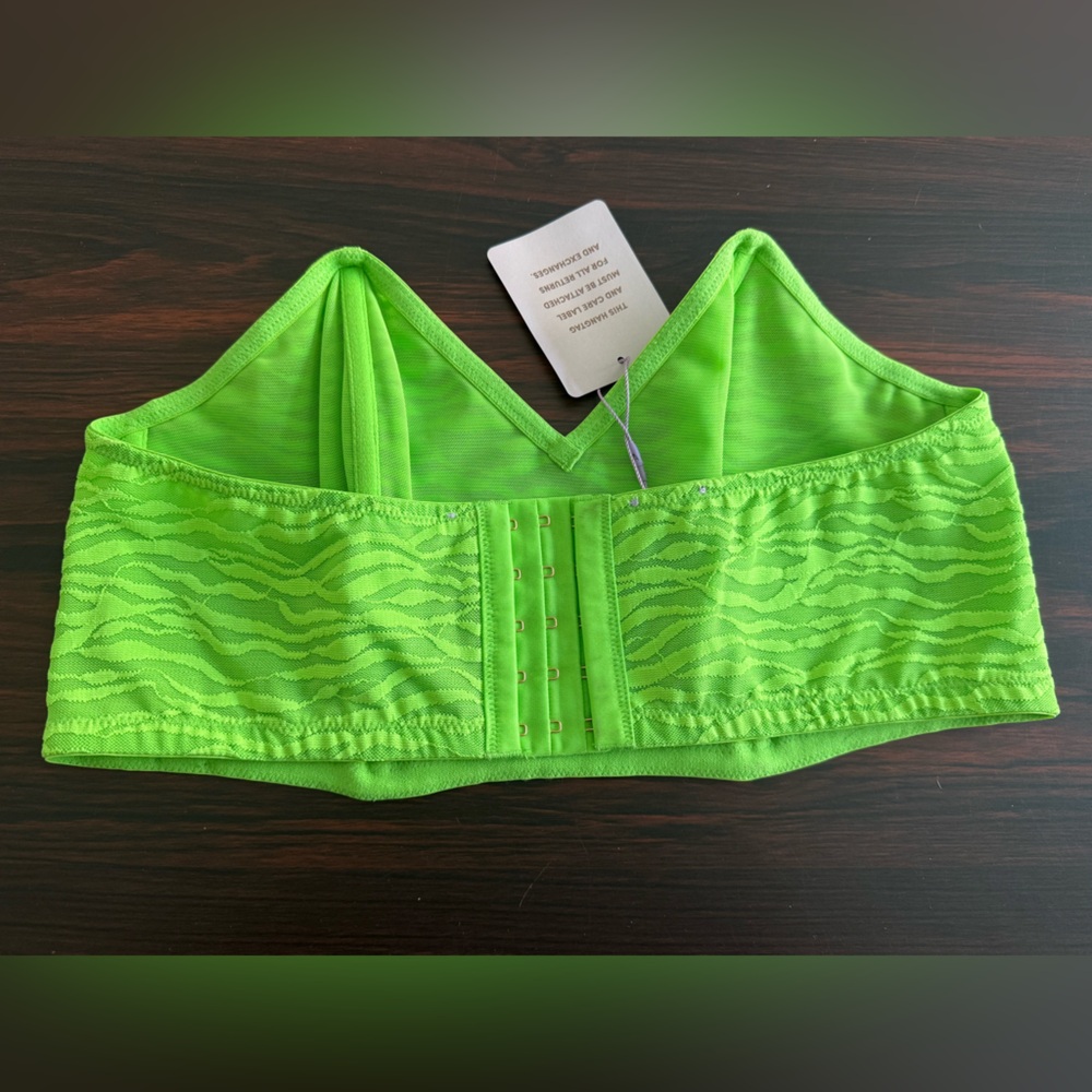 NWT Savage X Fenty All Over Me Lace Bandeau Bracelet 2X Neon Green Tiger Stretch - Picture 2 of 6